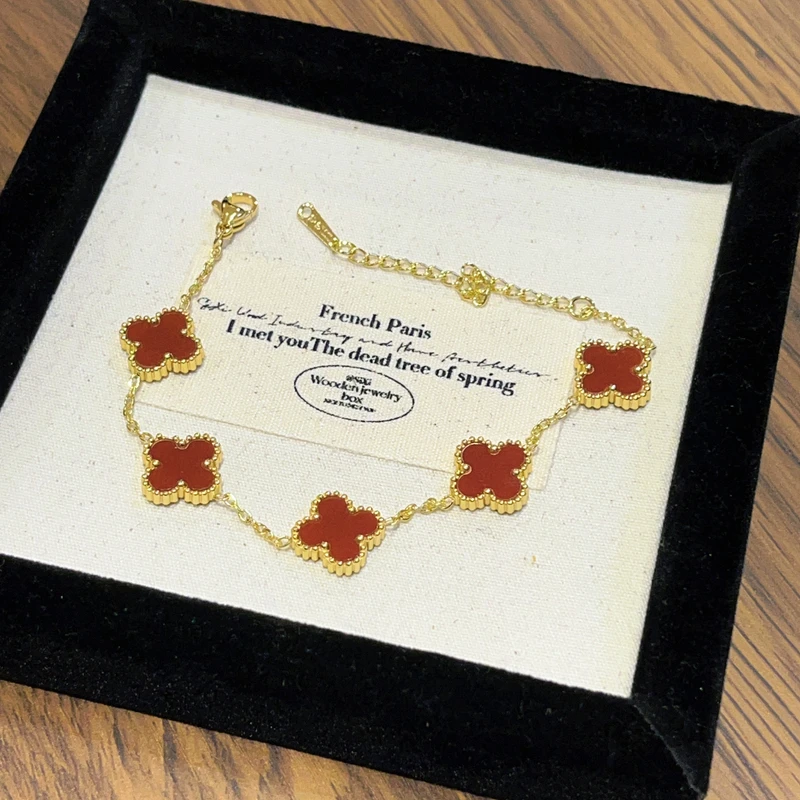 铜合金亚克力手链 铜合金 798 时尚国风红色五花手链