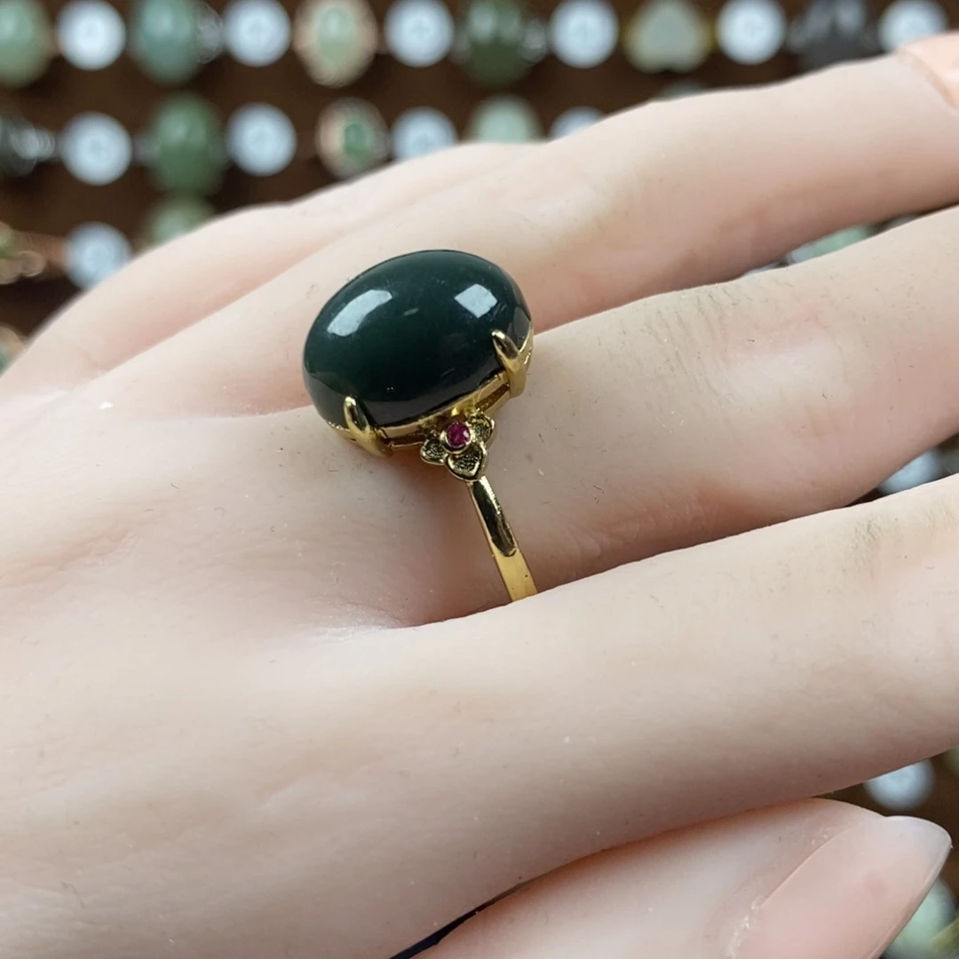 和田玉（青玉）戒指合金