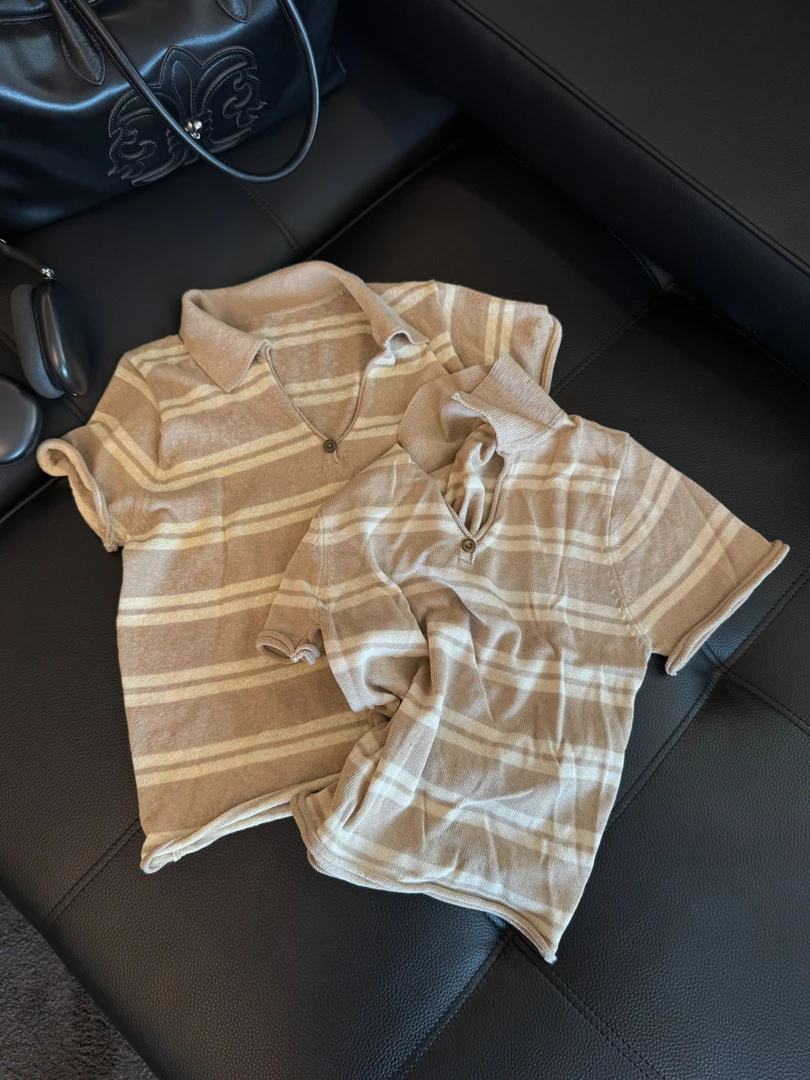 Rebornmoi【vivi老板娘】针织POLO短袖老钱风   DX421