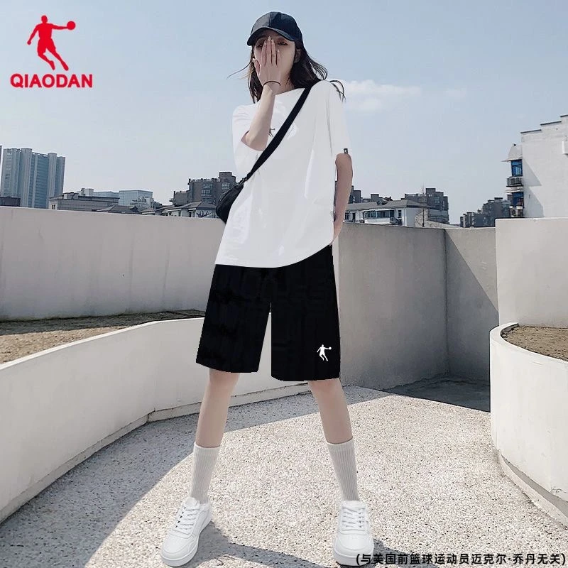 乔丹短袖套装女正品夏季短袖短裤宽松大码运动健身速干五分裤女装