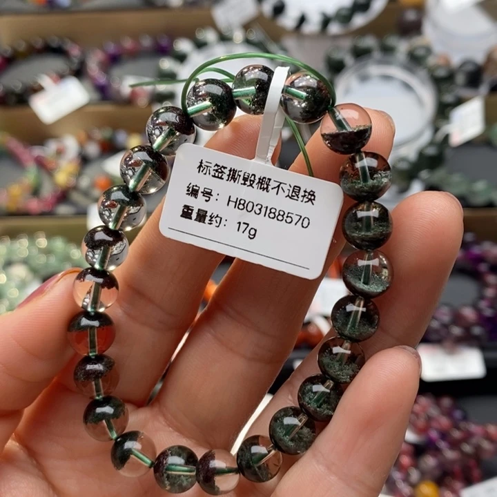 水晶手链未镶嵌绿幽灵聚宝盆手链