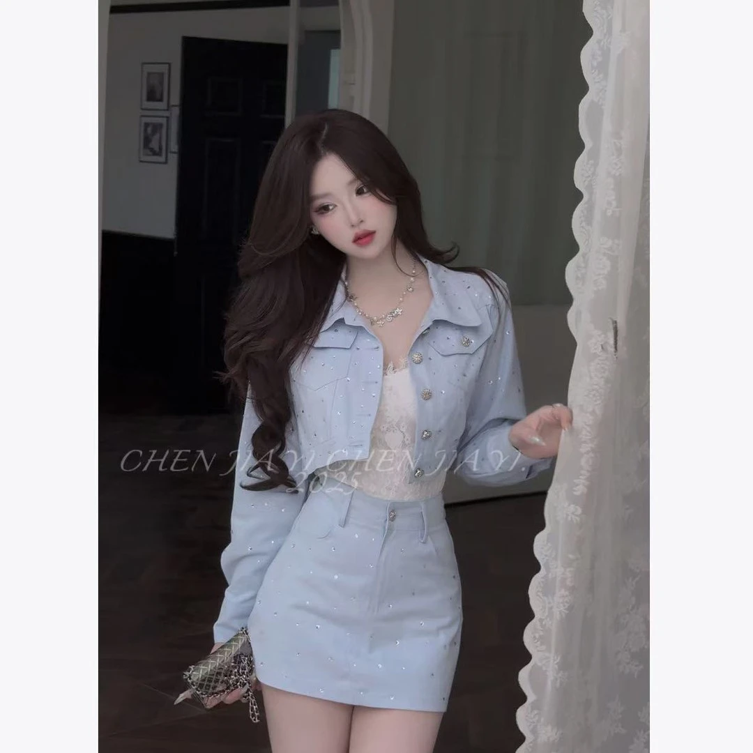 【JIAYI】早春满天星爆闪钻钻两件套套装