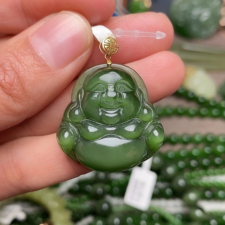 和田玉18K金镶嵌颈饰