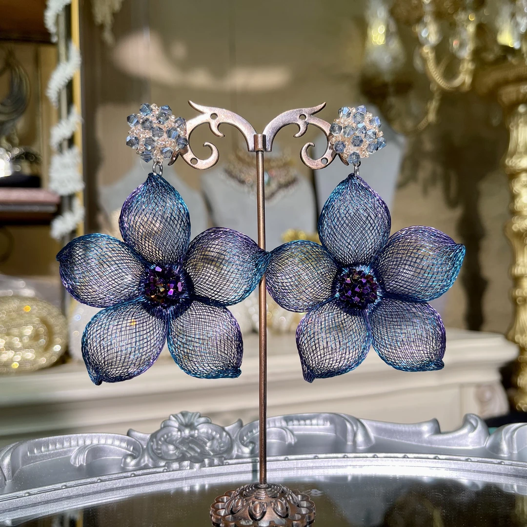 铜合金玻璃耳饰 【36195】瑾瑟异域宫廷复古耳环设计师原创黑标