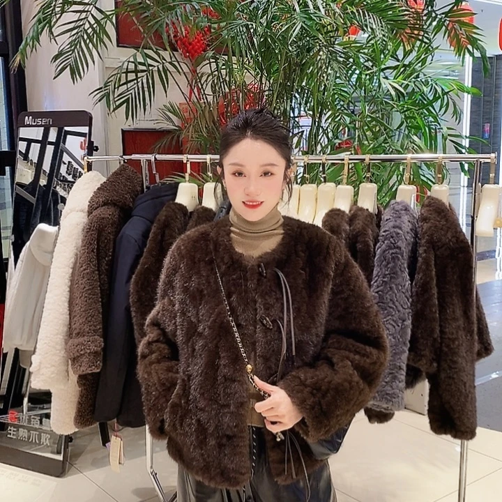 咖色25629环保毛外套