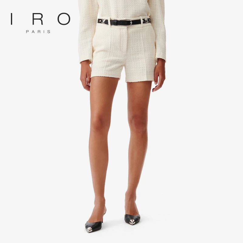 法式轻奢高腰细闪粗花呢直筒西装短裤