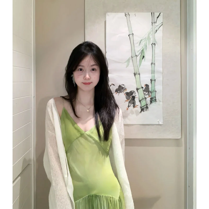 法式时尚套装女2025夏季雪纺防晒衣开衫外套吊带裙外搭披肩罩衫夏