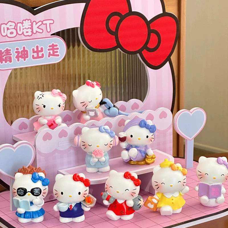 哈喽kt精神出走系列玩偶潮玩全套hellokitty全套礼盒一整套盲盒