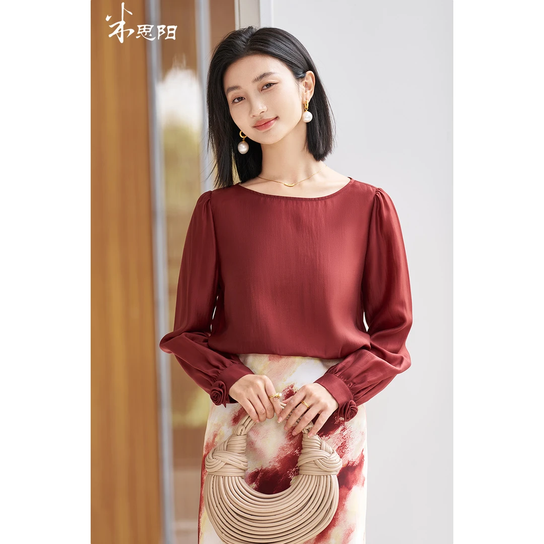 【众心专属】新款法式轻奢高级感优雅天丝衬衫上衣女5M25AXS5762