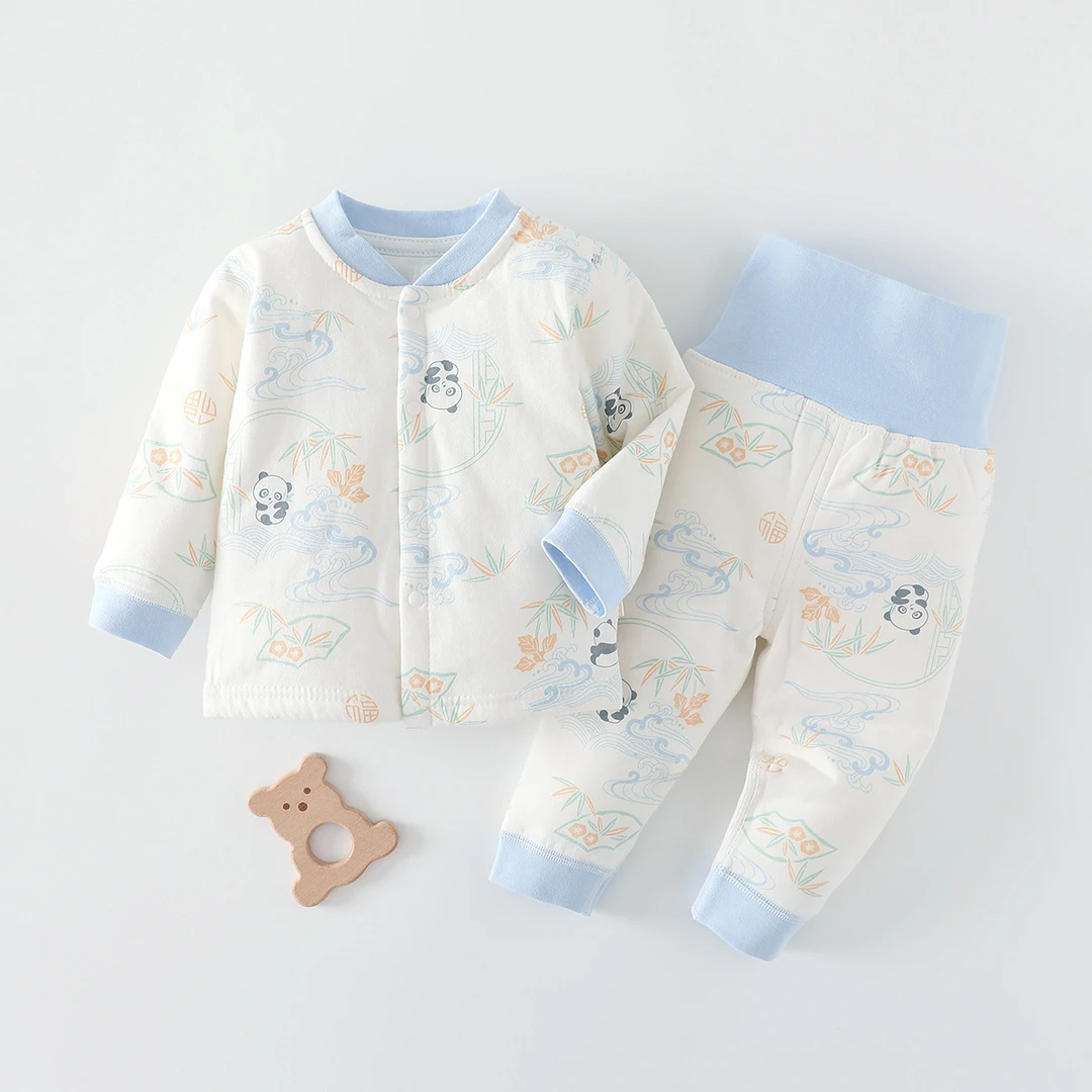 婴儿衣服儿童服装秋季宝宝护肚分体儿童套装克夹棉纯棉衣服中国风