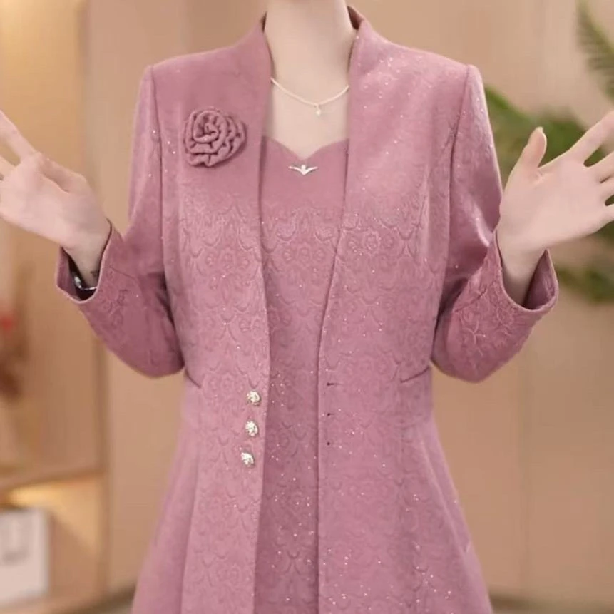 高档精纺优雅气质两件套装礼服裙2025秋季新款洋气显瘦端庄连衣裙