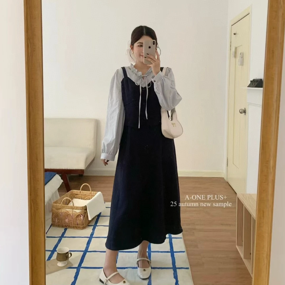 825791大码气质假三件一体连衣裙