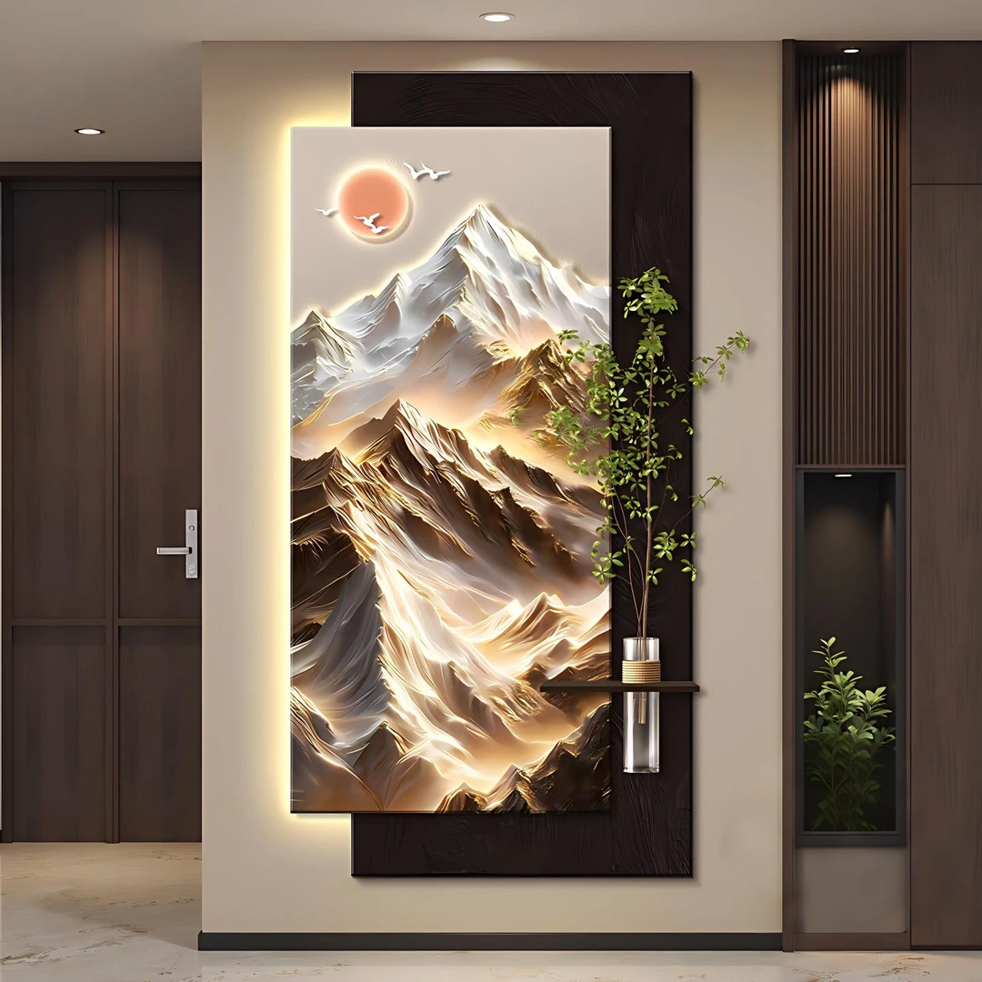 日照金山入户玄关装饰画走廊过道进门挂画简约现代新款高级感壁画