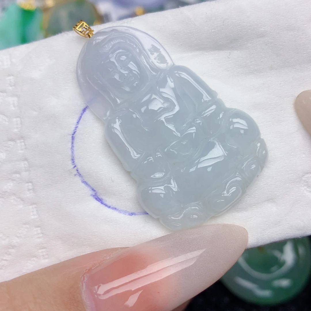 翡翠18K金镶嵌颈饰天然缅甸翡翠a货百元以上9元证书费自理