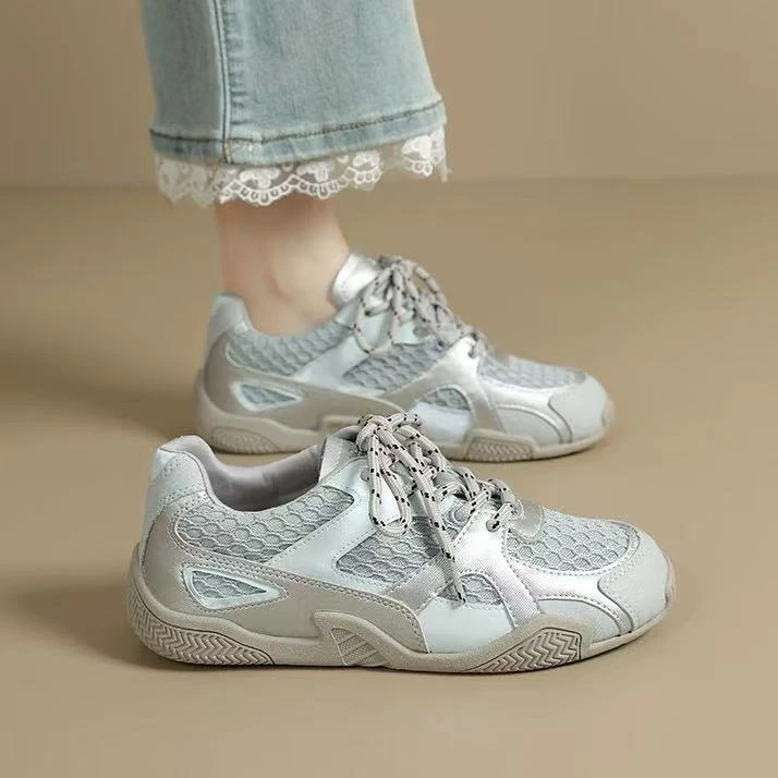 C5706  银灰 春夏透气板鞋新款2025时尚百搭休闲运动鞋