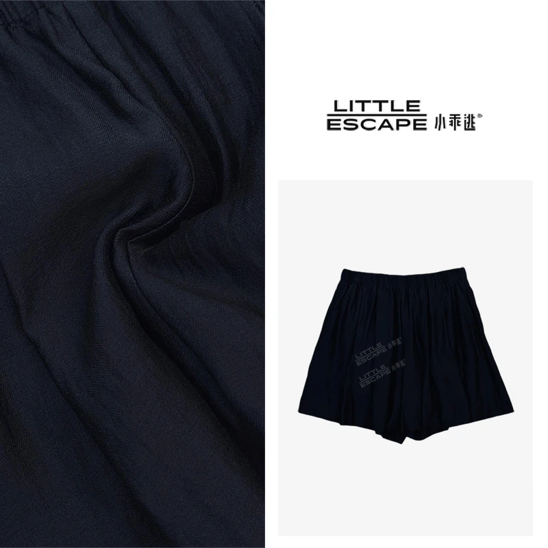 小乖逃迷雾松紧带黑色短裤防晒弹力松紧腰抽绳丝带衬衫休闲M8299
