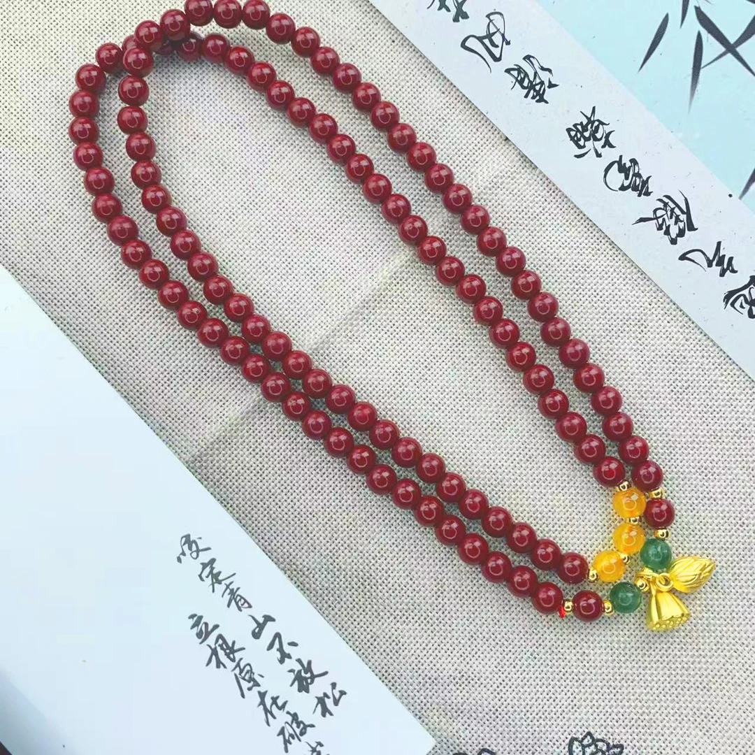 含辰砂工艺品6MM辰砂朱砂莲蓬款式多圈文玩手串 MTX-0168