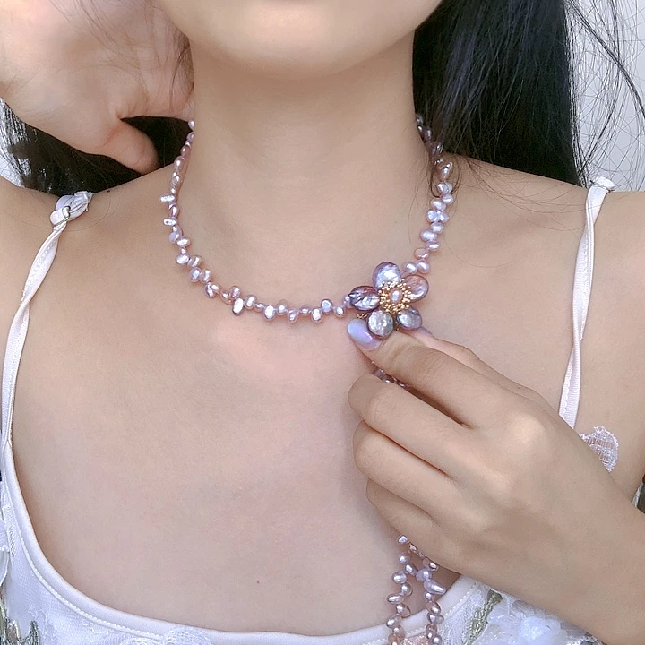 银S925镶嵌耳饰淡水珍珠一**风