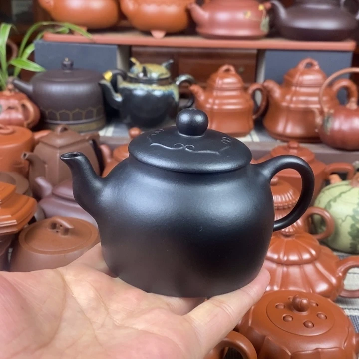 紫砂茶壶如意220cc原矿老紫泥捂灰工艺特价