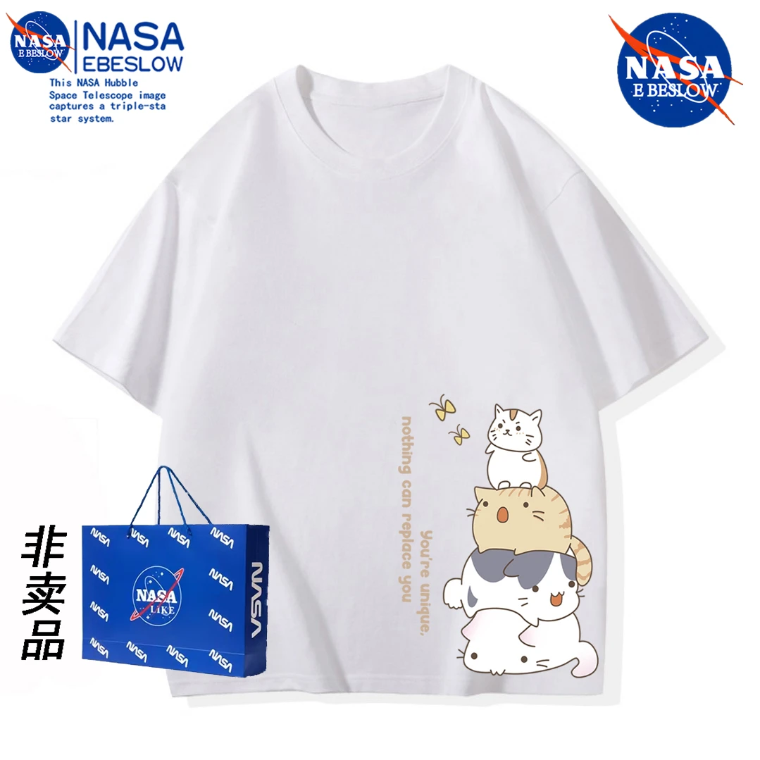 NASA圆领短袖运动夏季T恤透气印花时尚上衣简约百搭宽松休闲