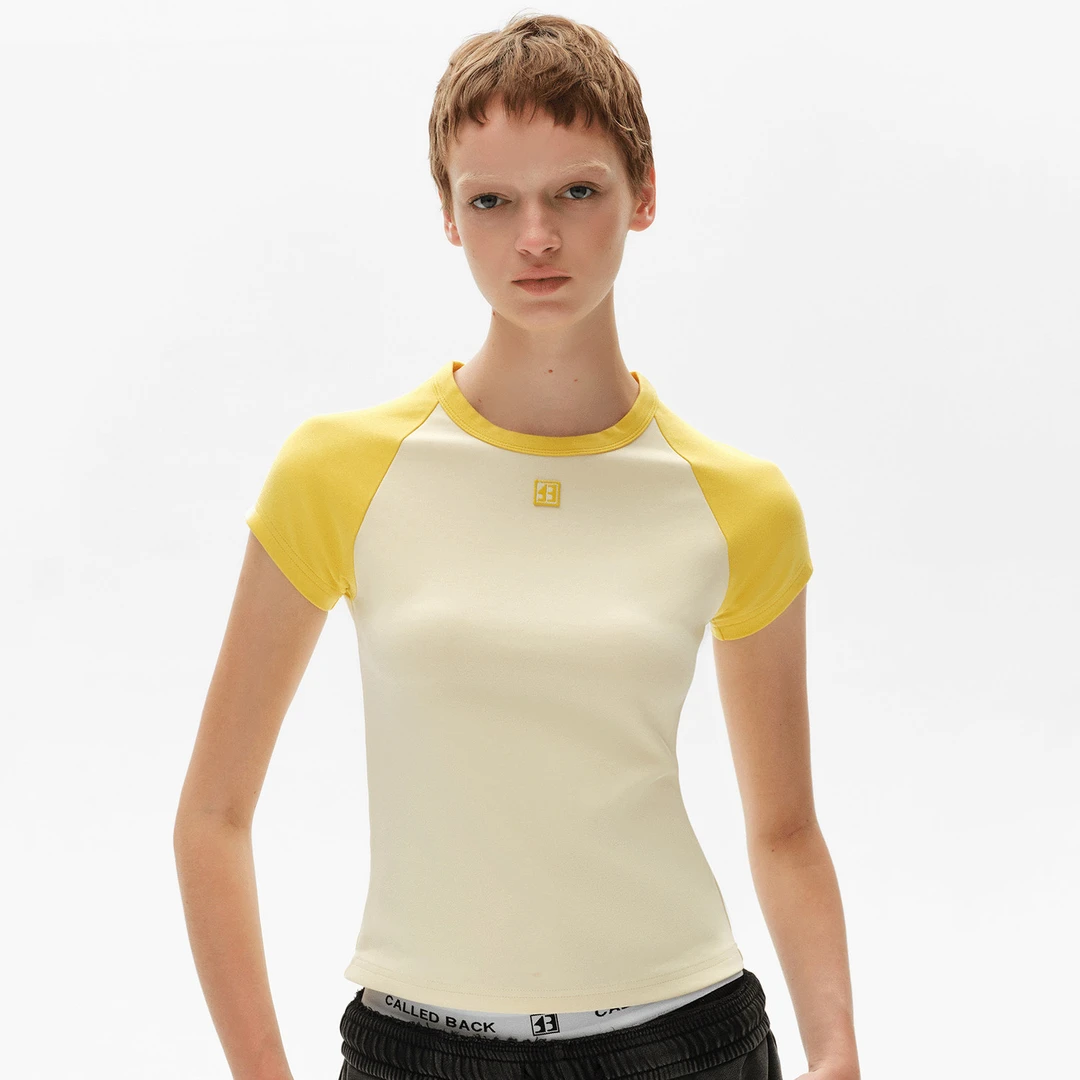 CALLED BACK【程潇同款】短袖T恤女夏季新款撞色显白打底体恤