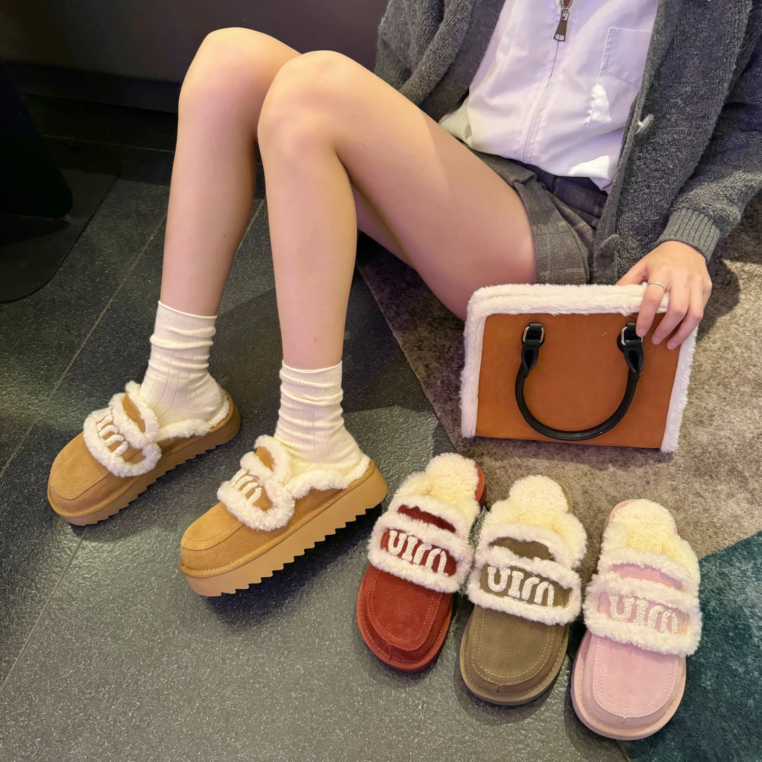 2025新款包头毛毛棉拖鞋女外穿皮毛一体雪地靴厚百搭保暖秋冬毛拖