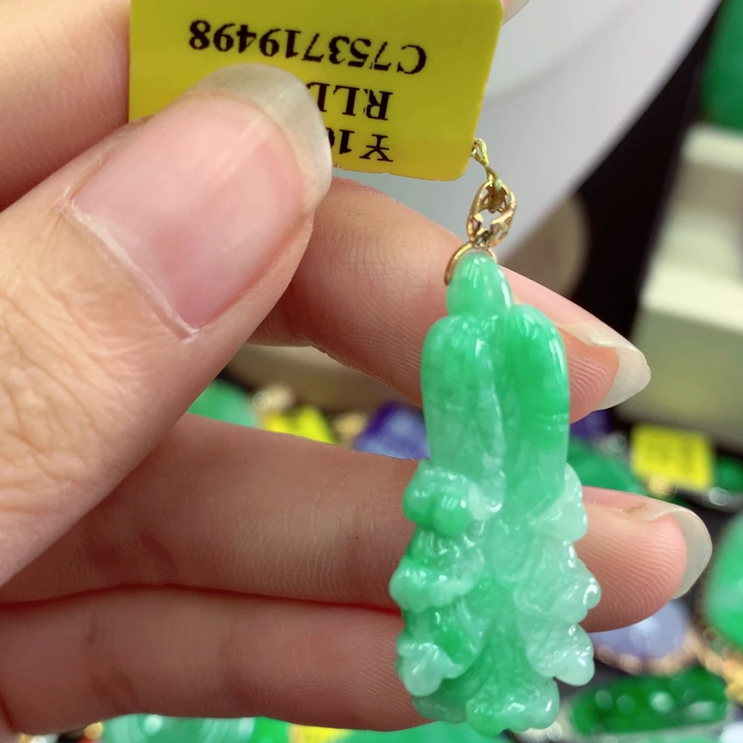 吊坠(不含链)18K金镶嵌翡翠