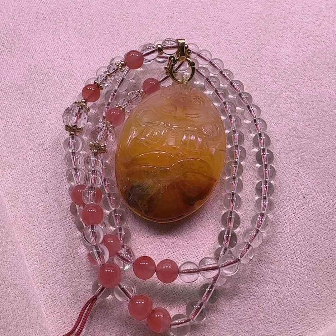 水晶颈饰未镶嵌天然水晶狐狐吊坠