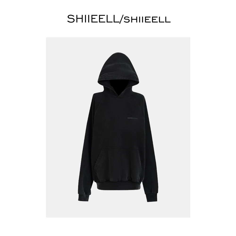 SHIIEELL做旧连帽落肩款卫衣ZY675
