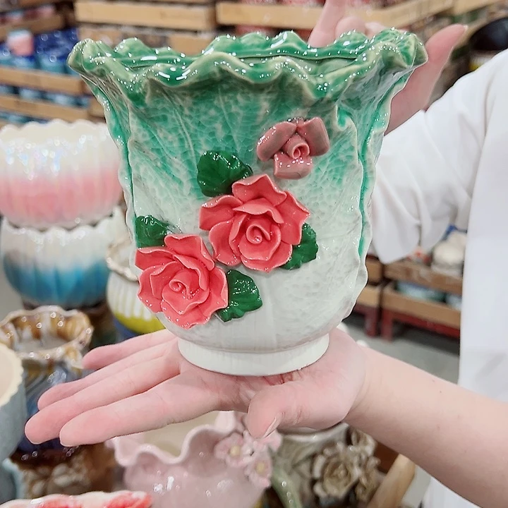 有孔，凑单福利满10元发货陶瓷多肉花盆！