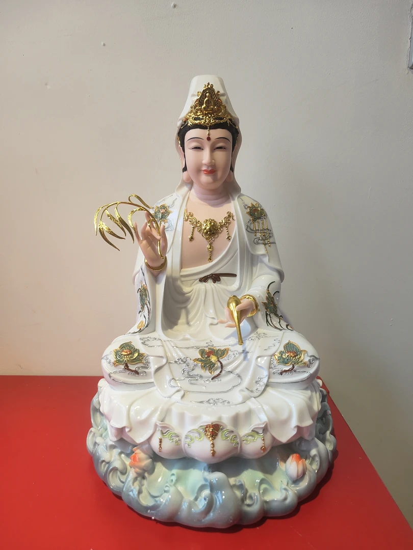 16寸合成汉白玉空心观音菩萨