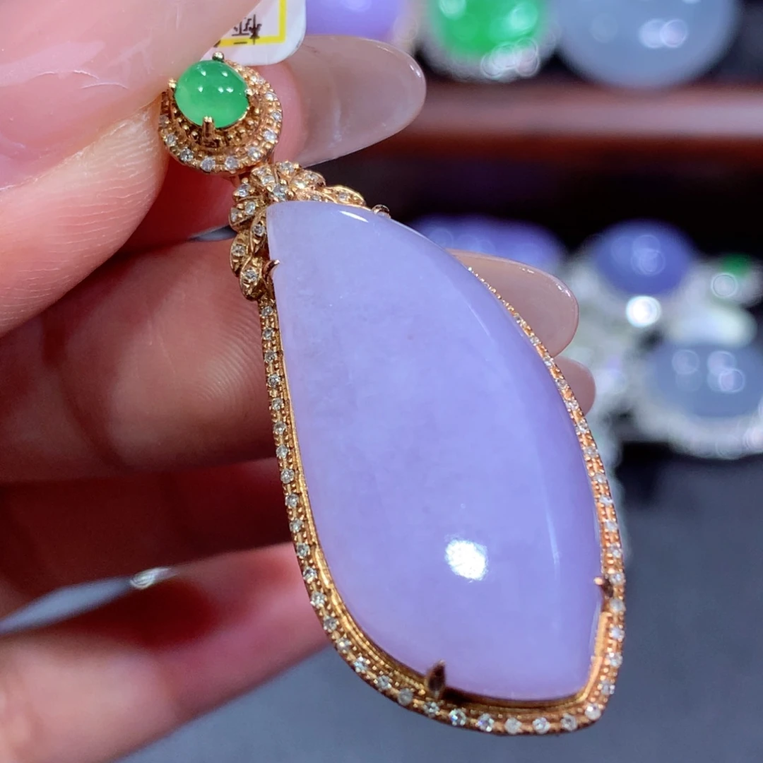 翡翠18K金镶嵌吊坠(不含链)