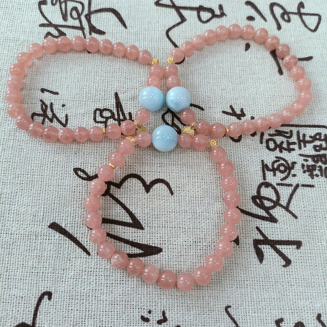 【书记甄选】原创红纹石搭配海纹石手链 多样性发一件 约6mm RJ4949