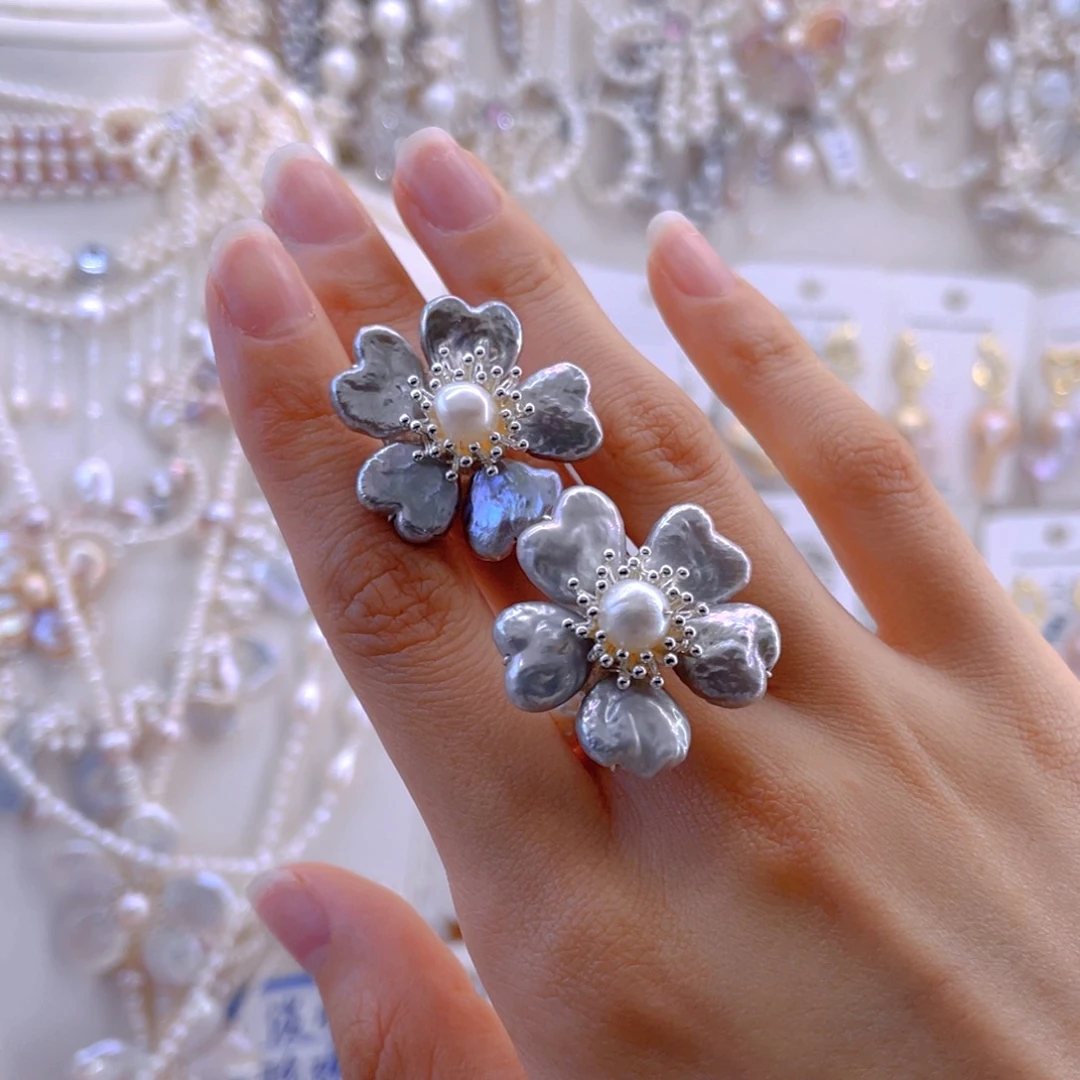 未镶嵌耳饰淡水珍珠戒指