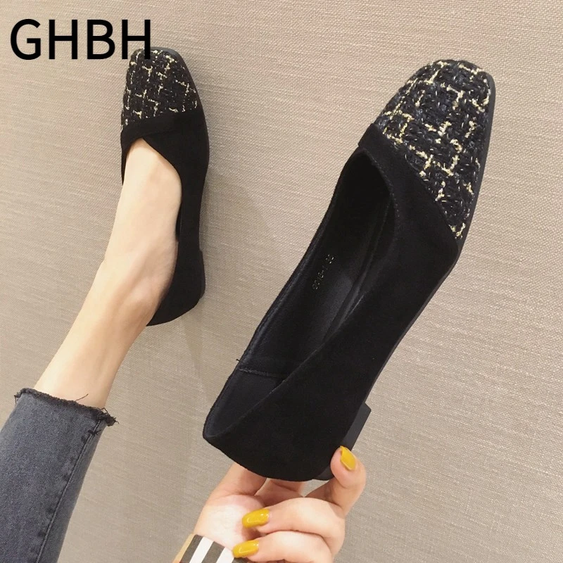 春季2025年新款女韩版小香风女鞋潮晚晚鞋方头软底豆豆鞋平底单鞋