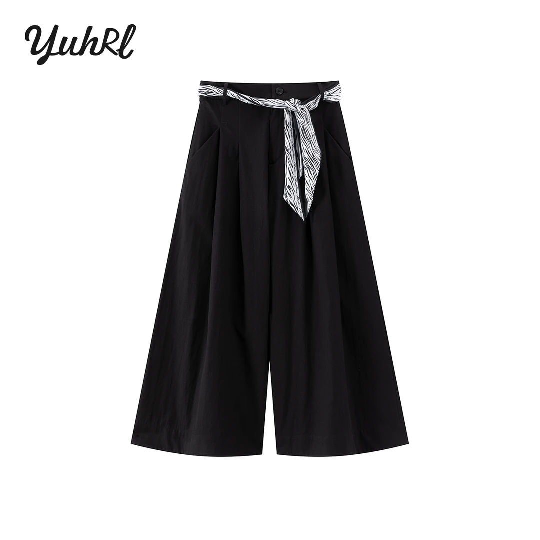 【小云总专享】夏季休闲潮流设计师高腰系带宽松阔腿休闲裤#25GJB52