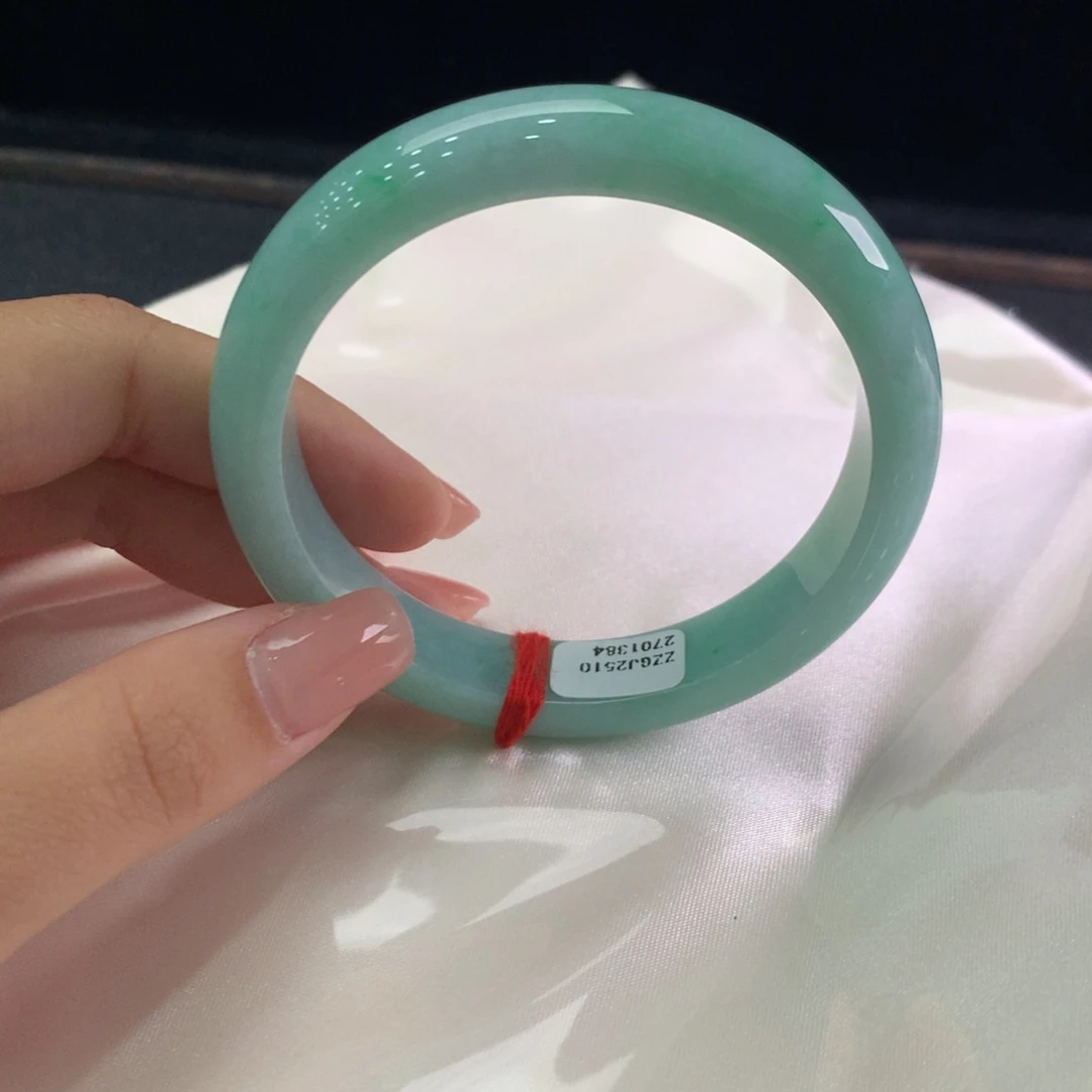 翡翠未镶嵌手镯缅甸A货翡翠 满色阳绿57 58