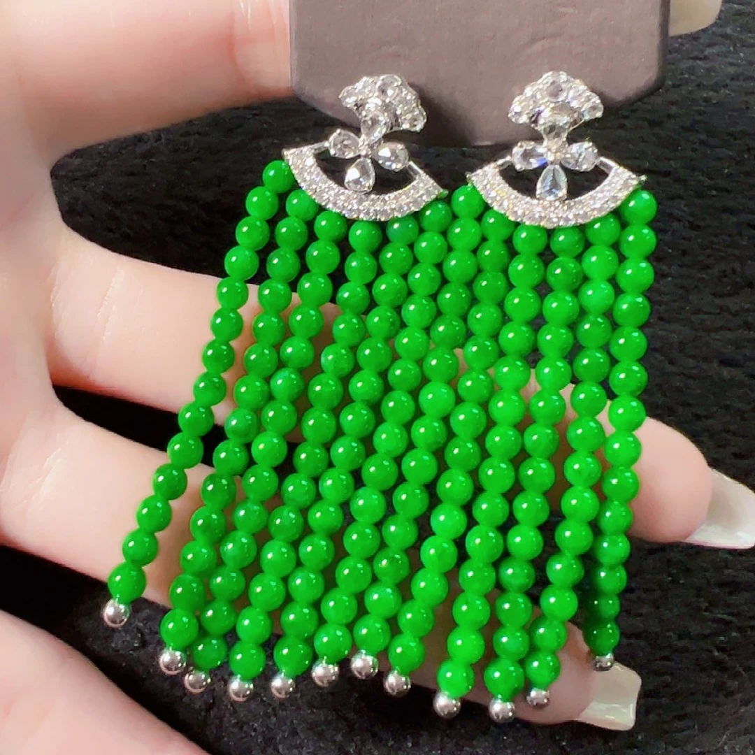 翡翠18K金镶嵌耳饰签收后24小时鉴赏期，过时不退