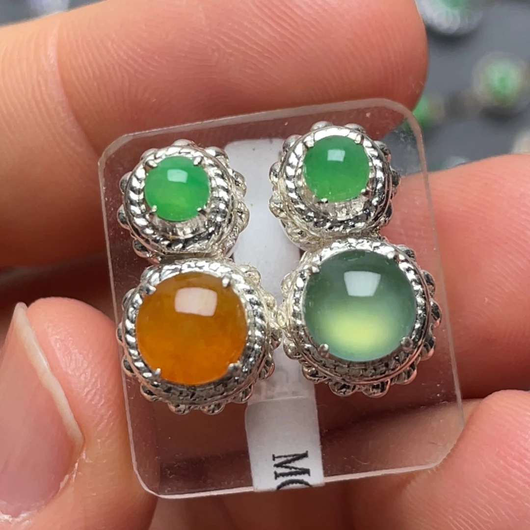 翡翠未镶嵌耳饰纯天然缅甸翡翠A货