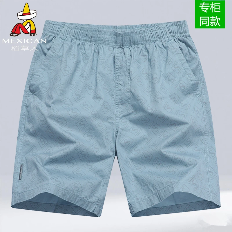 Mexican/稻草人男款五分裤夏季透气纯棉宽松短裤外穿运动沙滩中裤