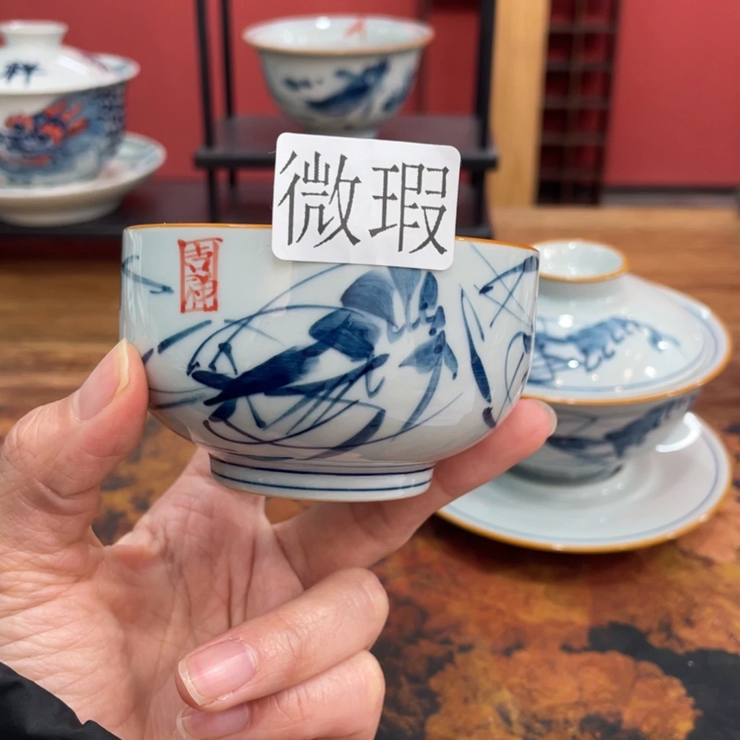 微瑕釉下彩纯手工绘制