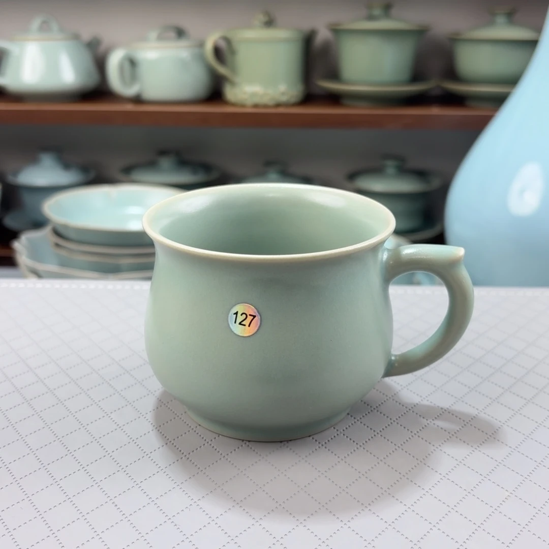 摆件瓷精品汝窑仿古釉马克杯