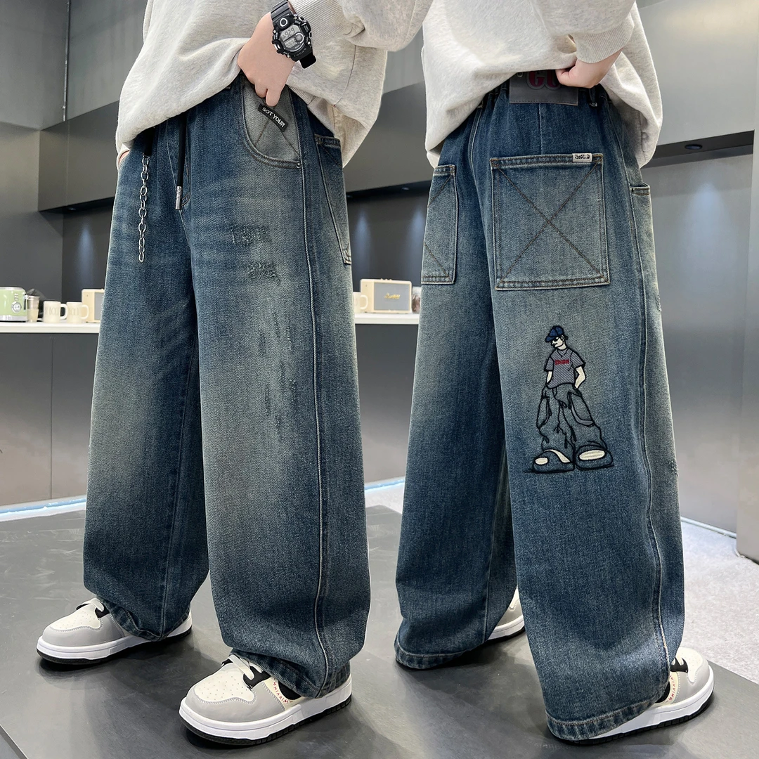 男童牛仔裤秋装2025新款大儿童裤子直筒春秋款男孩秋季长裤洋气潮