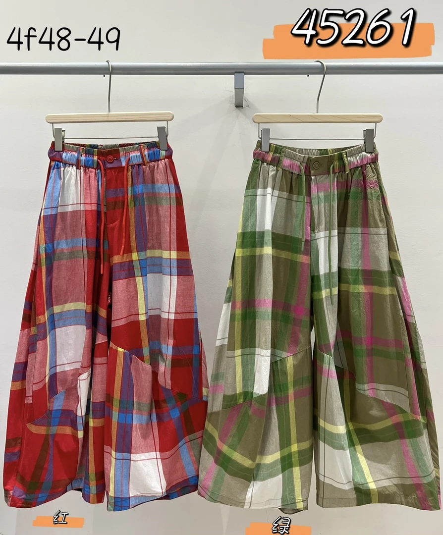 叨叨推荐款 We#45261#格子阔腿裤 X