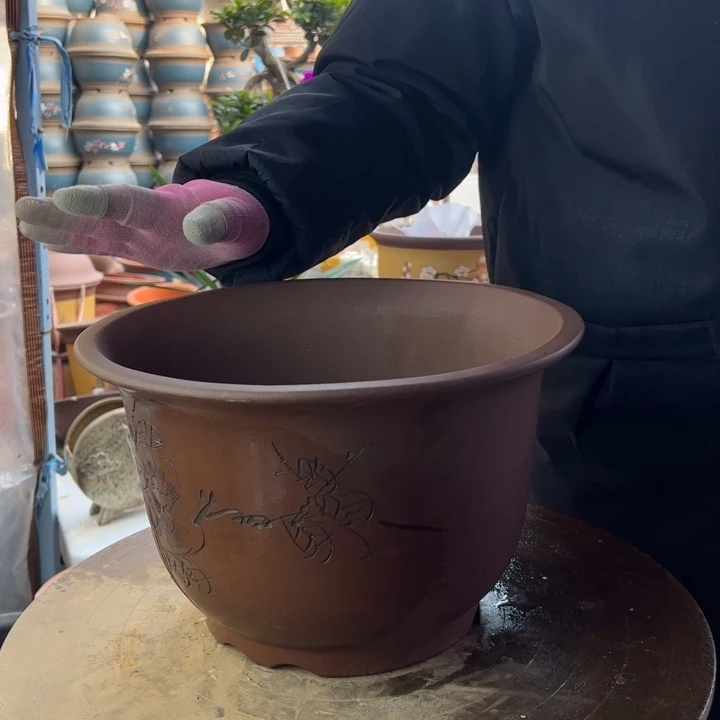 紫砂宜兴紫砂花盆花盆30平角金钟