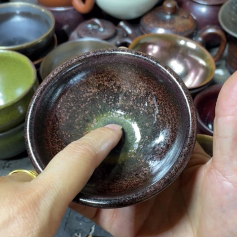 紫***蓝茶盏建阳建盏微瑕平口