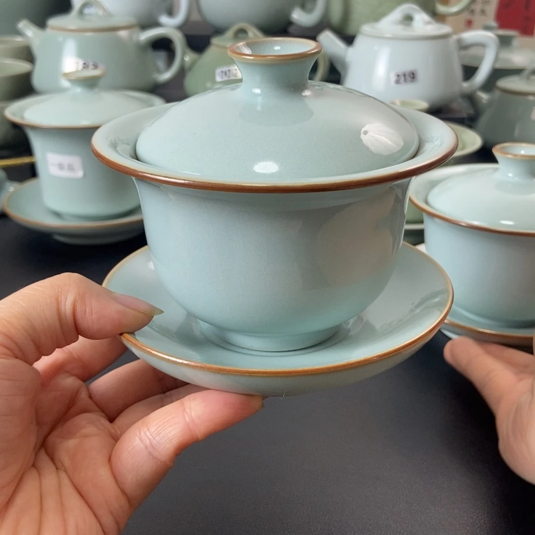 壶一级品天青釉元宝盖碗