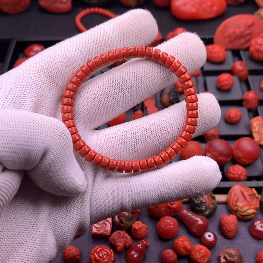 南红玛瑙未镶嵌南红川料原矿药片手串6mm