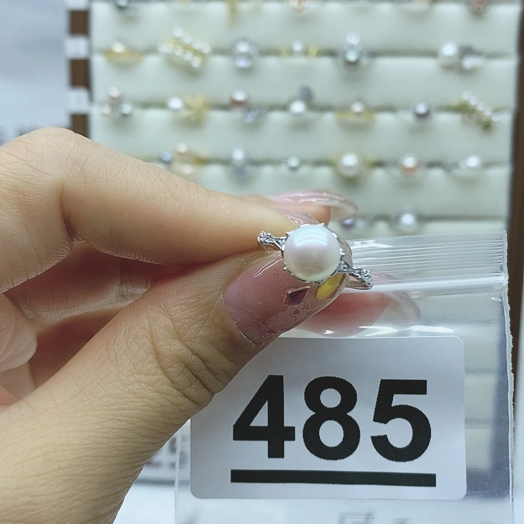 淡水珍珠戒指银S925镶嵌P****N485