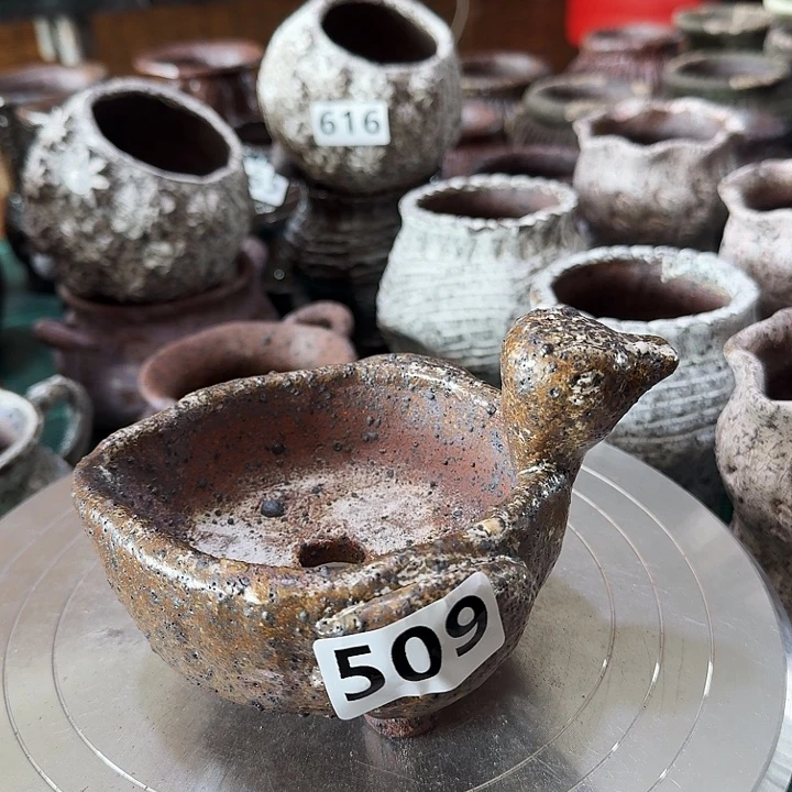 内口9盆身高5.5粗陶手工